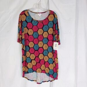 NEW LuLaRoe "Irma" Tunic Top T Tee Shirt Dress Womens Sz Small Black Multi Geo